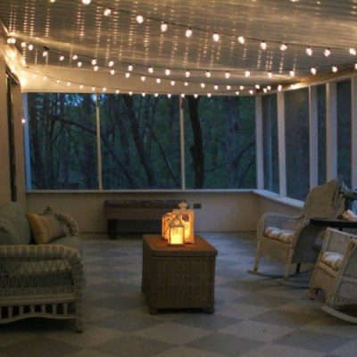 Hanging string lights screened porch cheap
