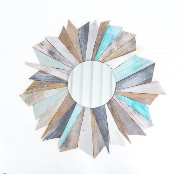 diy sunburst mirror before trim