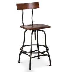 adjustable bar stool with wooden back