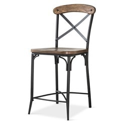 wood and metal cross back stool