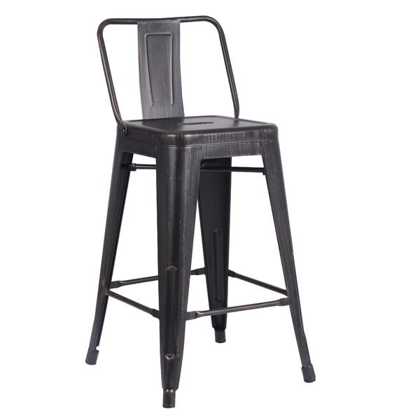 industrial metal stool with back