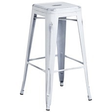 distressed white bar stool