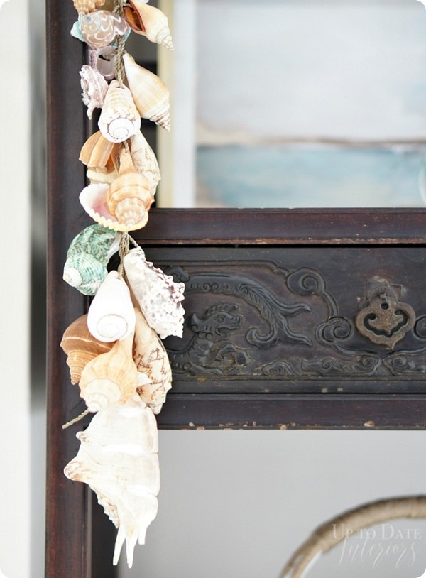 hanging seashells decor on mirror