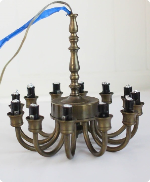 interior of old brass chandelier