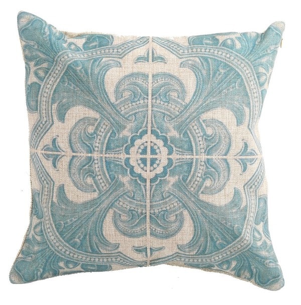 cotton blue floral pillow