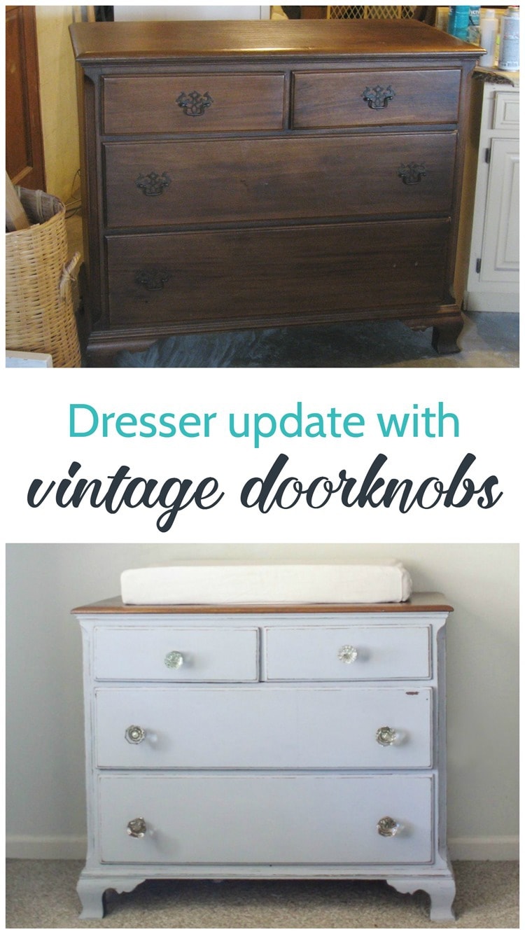 dresser update with vintage doorknobs