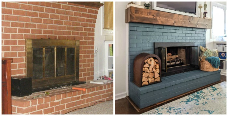 before and after fireplace makeover