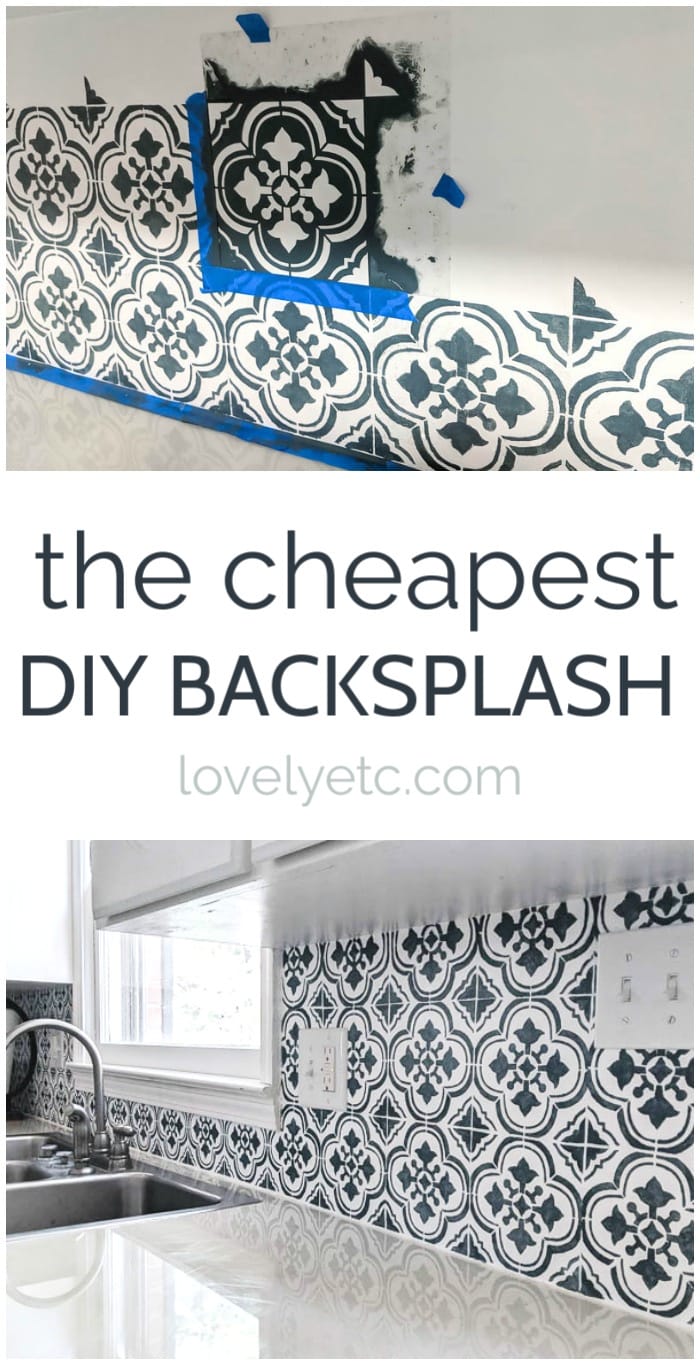 the cheapest diy backsplash pin collage with text overlay