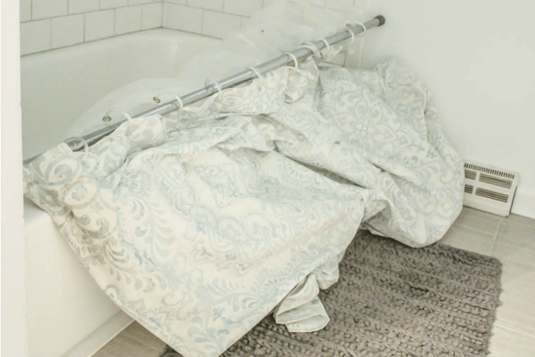 Shower Curtain From Falling Down, How To Put Tension Shower Curtain Rod