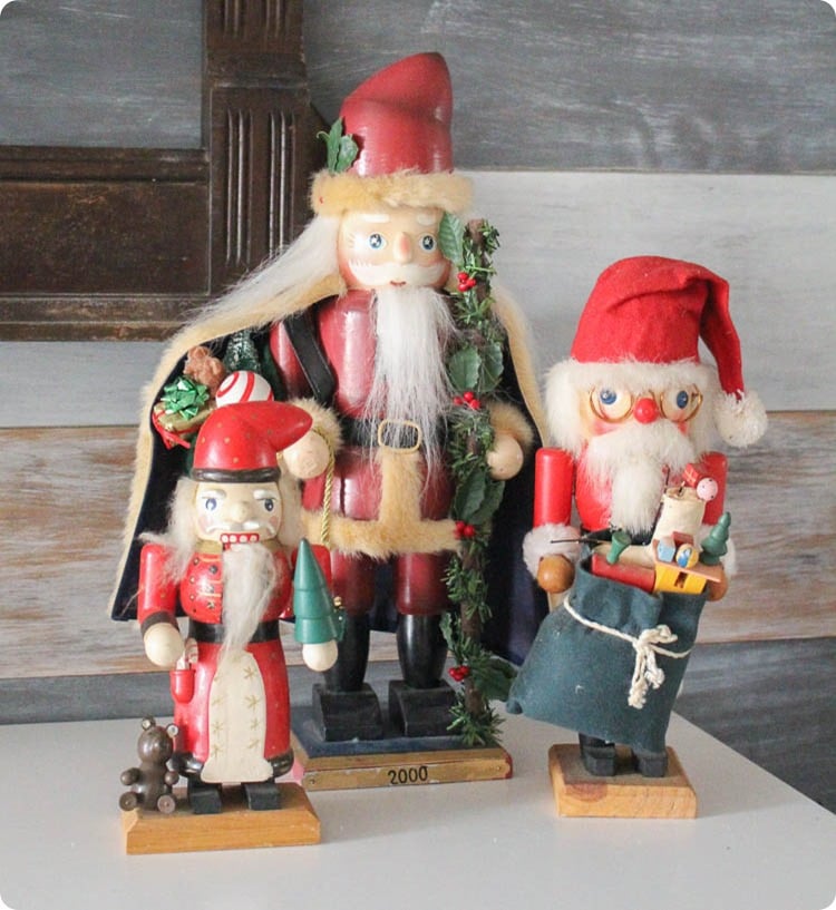 Collection of Santa nutcrackers.
