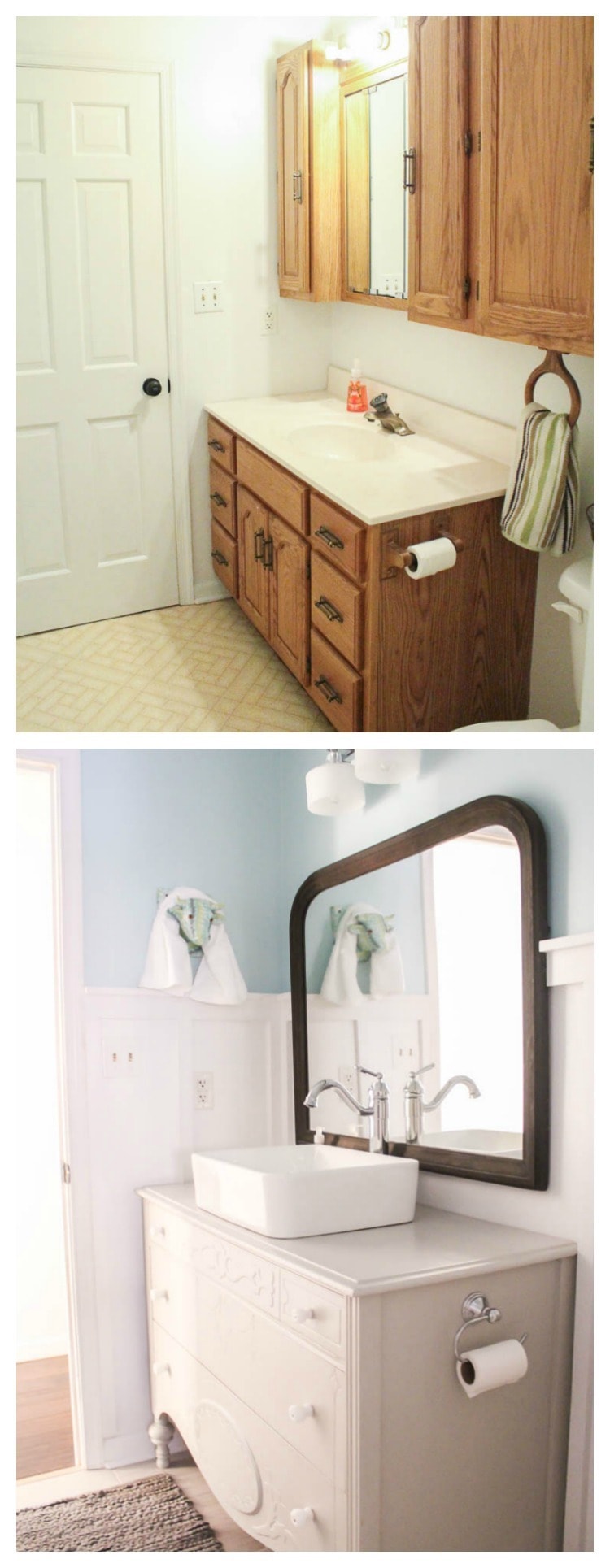 DIY bathroom vanity before and after