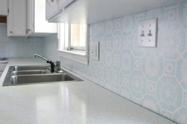 stenciled backsplash