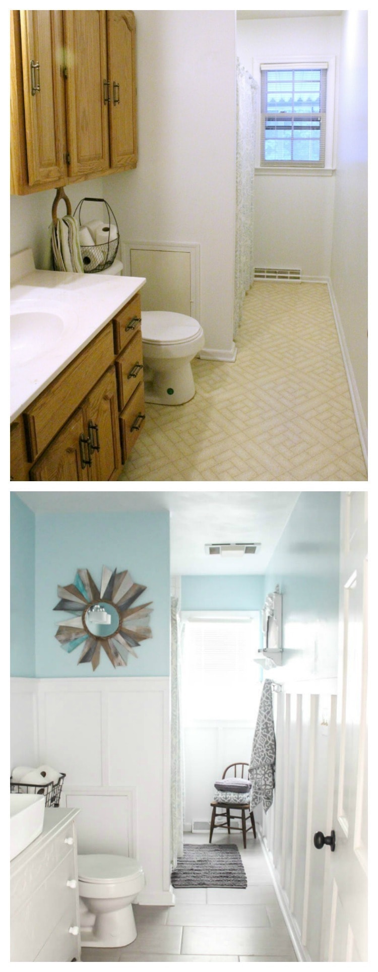 modern farmhouse bathroom before and after