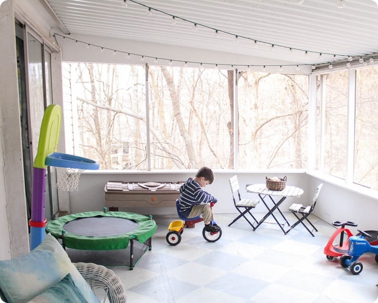 playing on porch