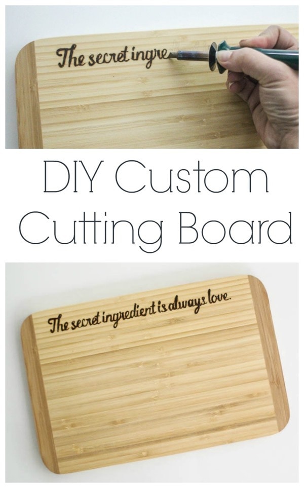 DIY custom cutting board tutorial, Mother's Day gift idea, wedding gift idea, hostess gift idea DIY custom cutting board tutorial, pin collage