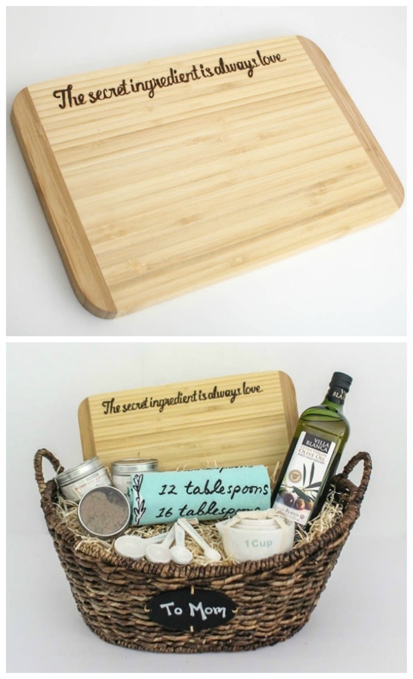 Gift Basket With Diy Custom Cutting Board Mother S Day Wedding Hostess