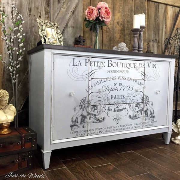 image transfer on painted buffet