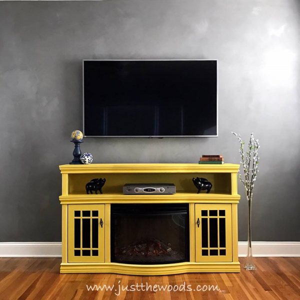 yellow painted media console