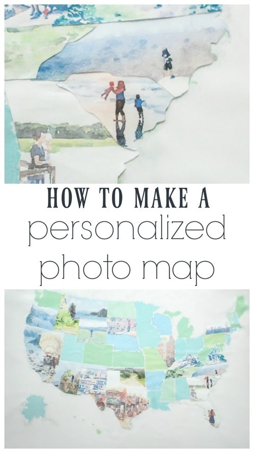 Beautiful watercolor photo map pin collage 