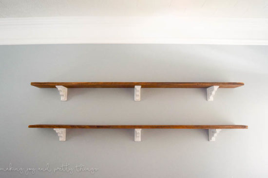 diy farmhouse shelves with wood brackets