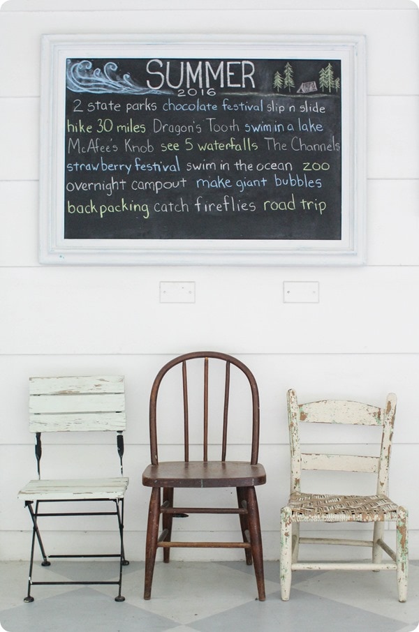 summer bucket list chalkboard