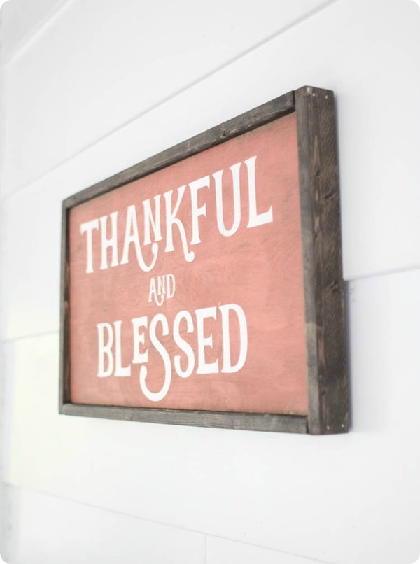 DIY thankful and blessed wood sign, tutorial and free cut file for Silhouette