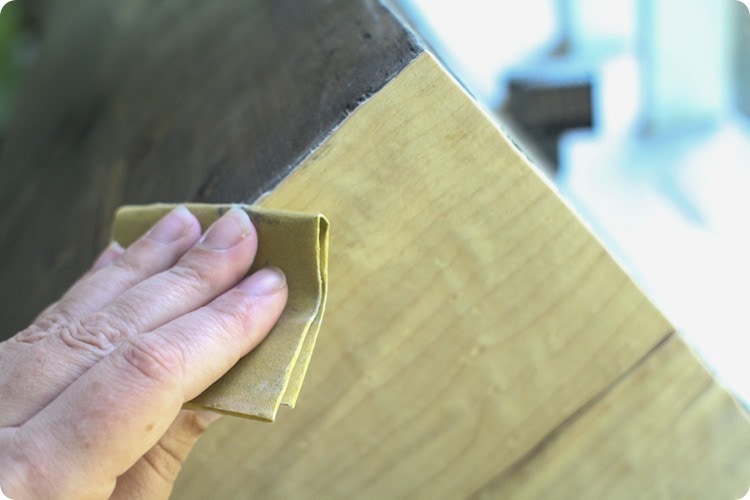 sanding veneer edges.