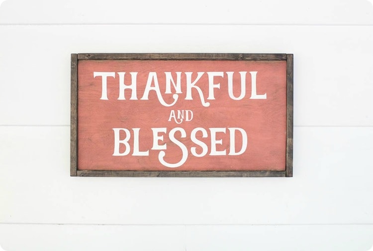 thankful and blessed painted wood sign