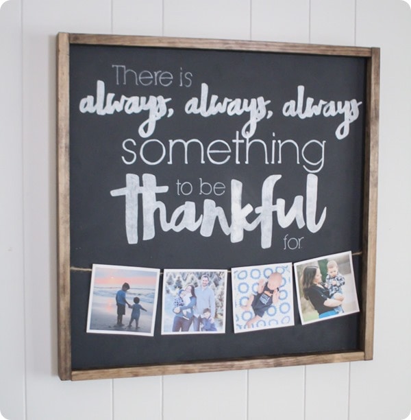 diy thankful sign with photos