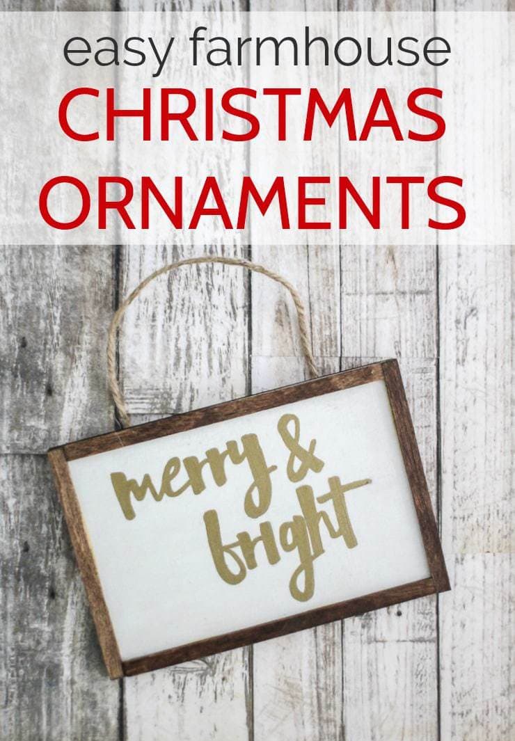 Merry and bright Christmas ornament that looks like a mini farmhouse sign.