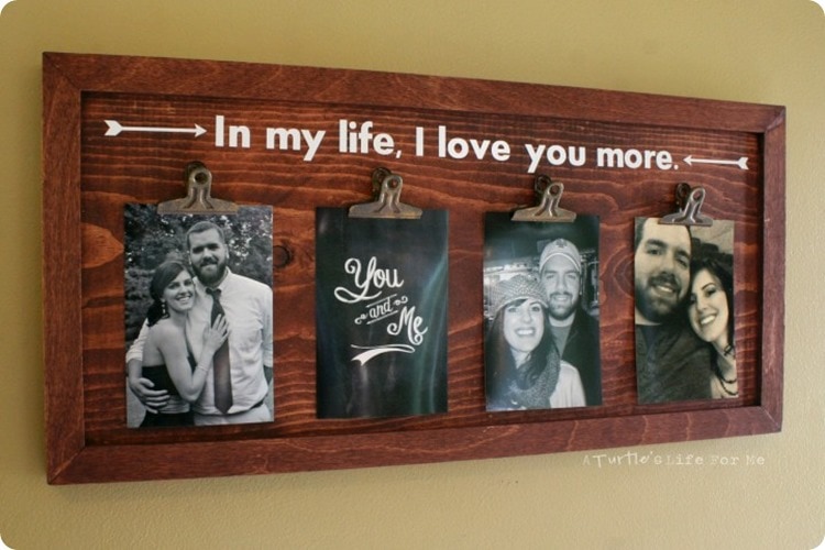 diy wood photo display.