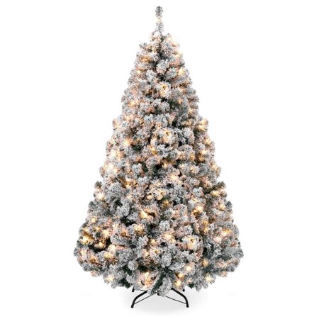 7.5 ft prelit flocked Christmas tree.