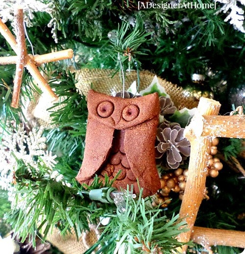 homemade cinnamon scented owl ornament.