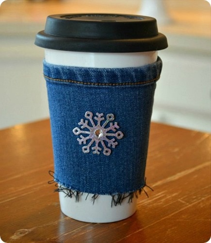 diy denim cup cozy.