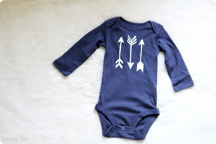 freezer paper stenciled arrow onesie