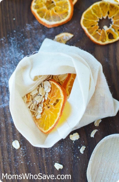 diy orange honey oat bath soak.