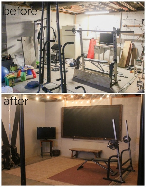basement home gym makeover before and after
