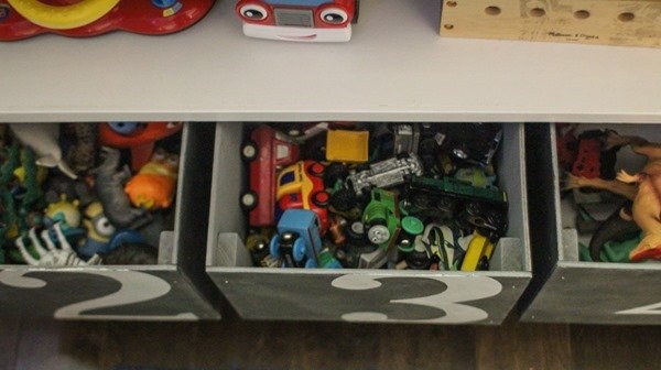 storing toys in diy wooden boxes