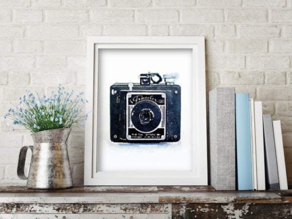 Watercolor vintage camera free printable art