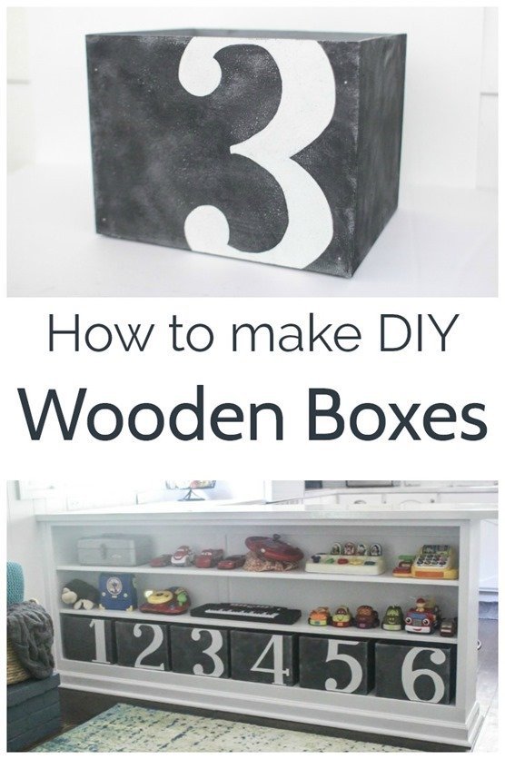 how to make wooden boxes - diy wooden boxes with painted numbers on the fronts