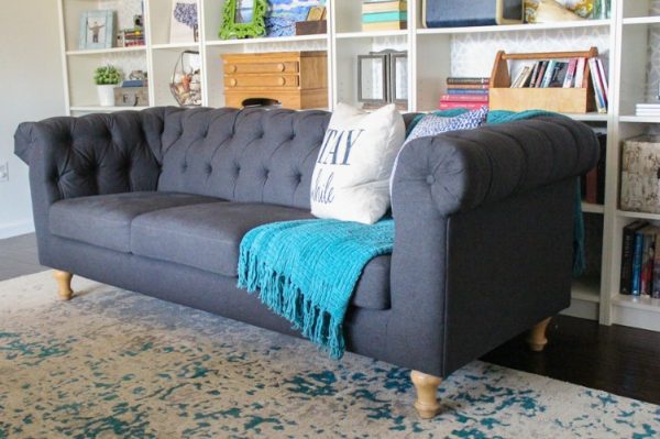 The perfect inexpensive gray tufted sofa