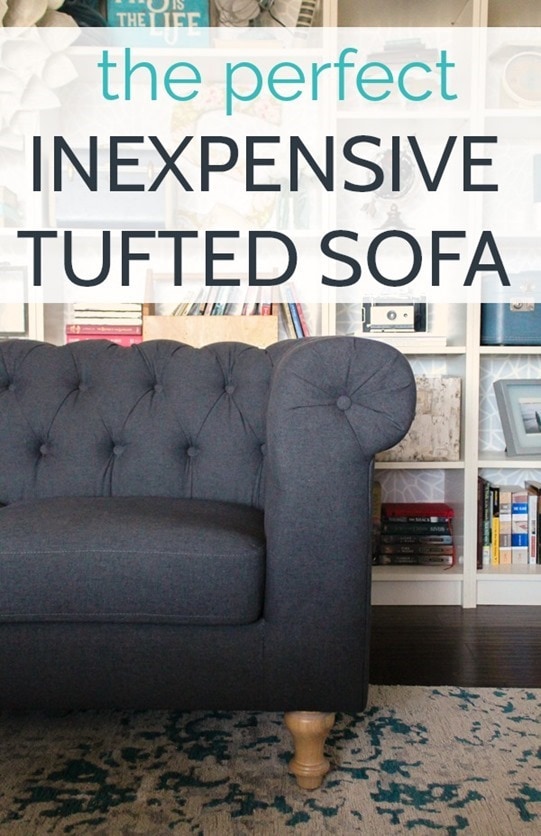 This gray tufted sofa is inexpensive, gorgeous, and exactly what I was looking for in a sofa.  An honest review of the gray Quentin Chesterfield sofa.