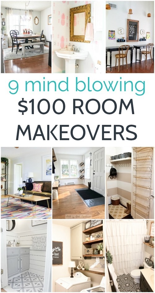 collage of beautiful $100 room makeovers.