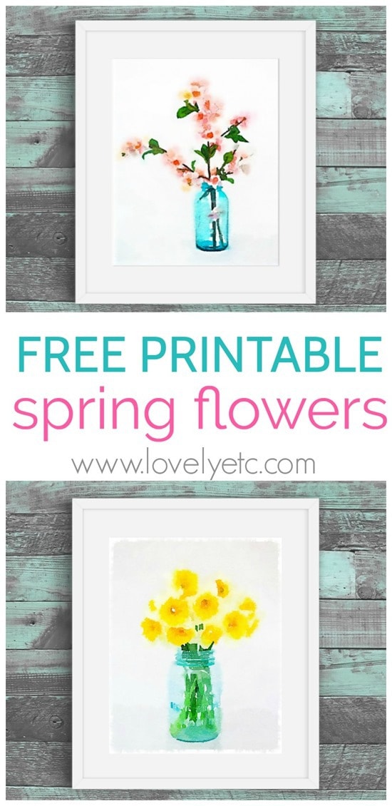 Free printables are such an easy way to freshen up your home for spring. These watercolor spring flowers in mason jars are perfect to simply print and frame. 