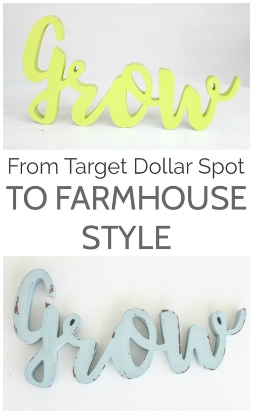 Easy trick to turn a dollar spot or dollar store find into perfect farmhouse home decor.  How to get a perfect chippy paint finish in 30 minutes - no sanding required!