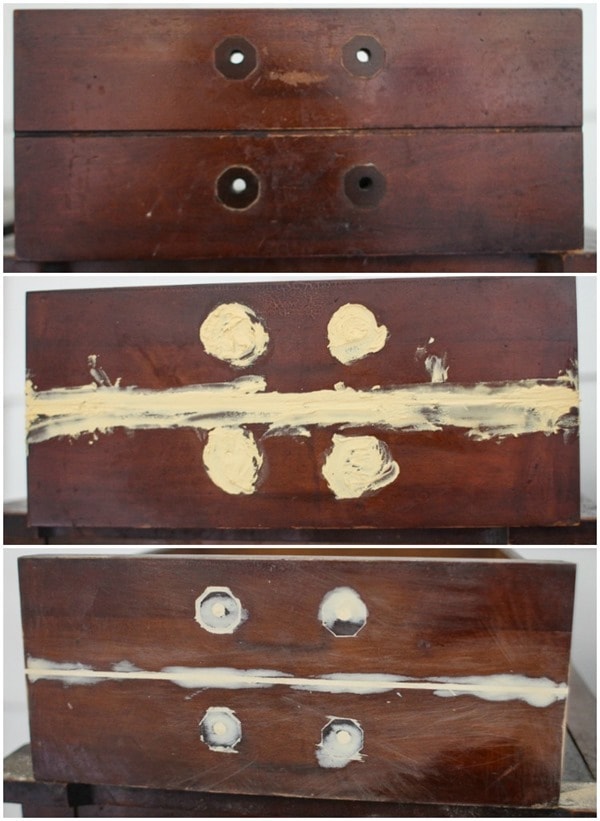 filling the holes in drawer front