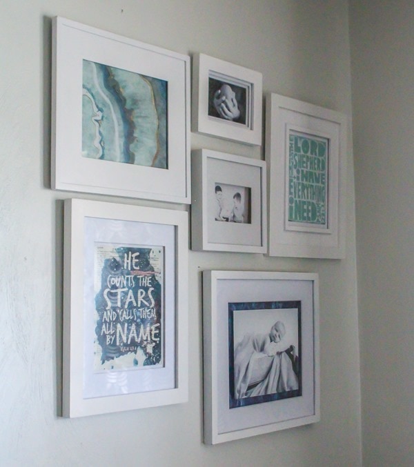 inexpensive gallery wall in nursery