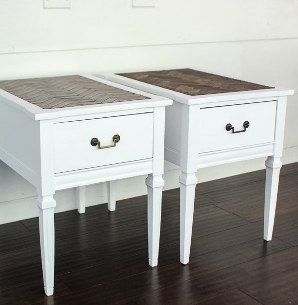 painted end tables with herringbone