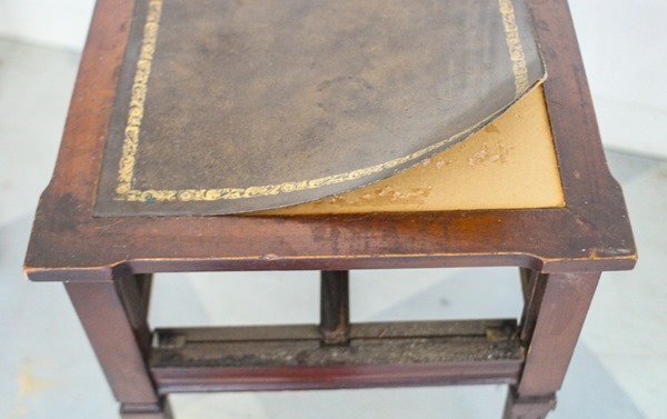 removing fake leather table top