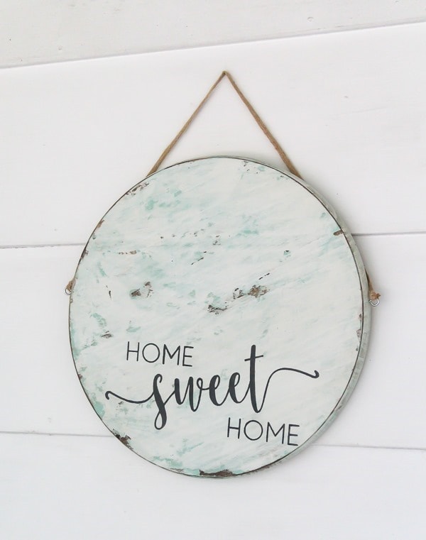 DIY round home sweet home sign